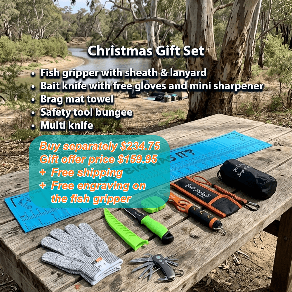 Christmas Gift Set - Gripper + 270 Bait Knife + Brag Mat Towel + Safety Bungee + Multi knife
