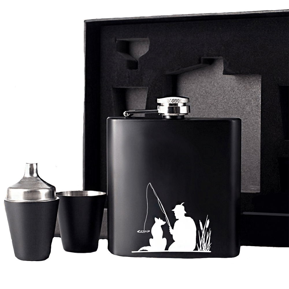 Hip Flask Set ( Mans Best Fishing Buddy)