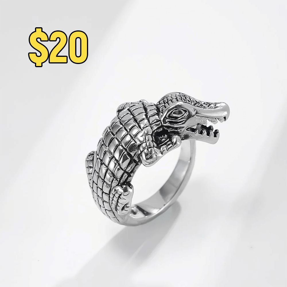 Crocodile Ring Silver