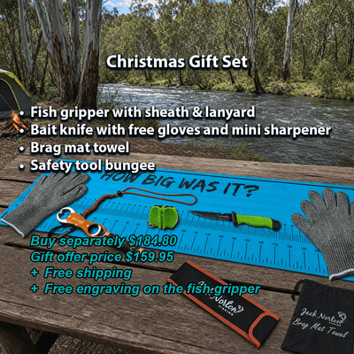 Christmas Gift Set - Gripper + 270 Bait Knife + Brag Mat Towel + Safety Bungee