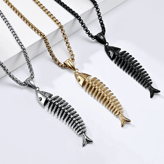 Fish Bone Pendant & Necklace