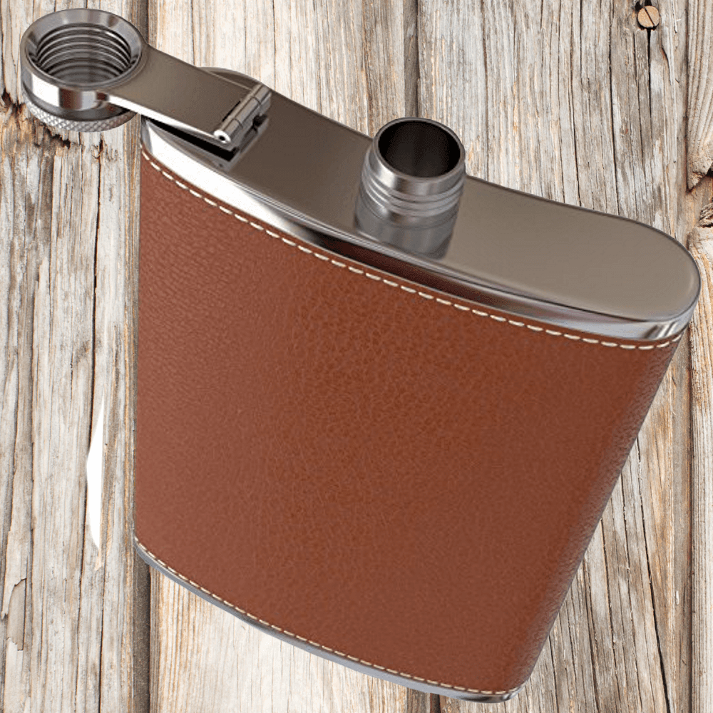 Personalised Leather Hip Flask - Jack Norton Fishing