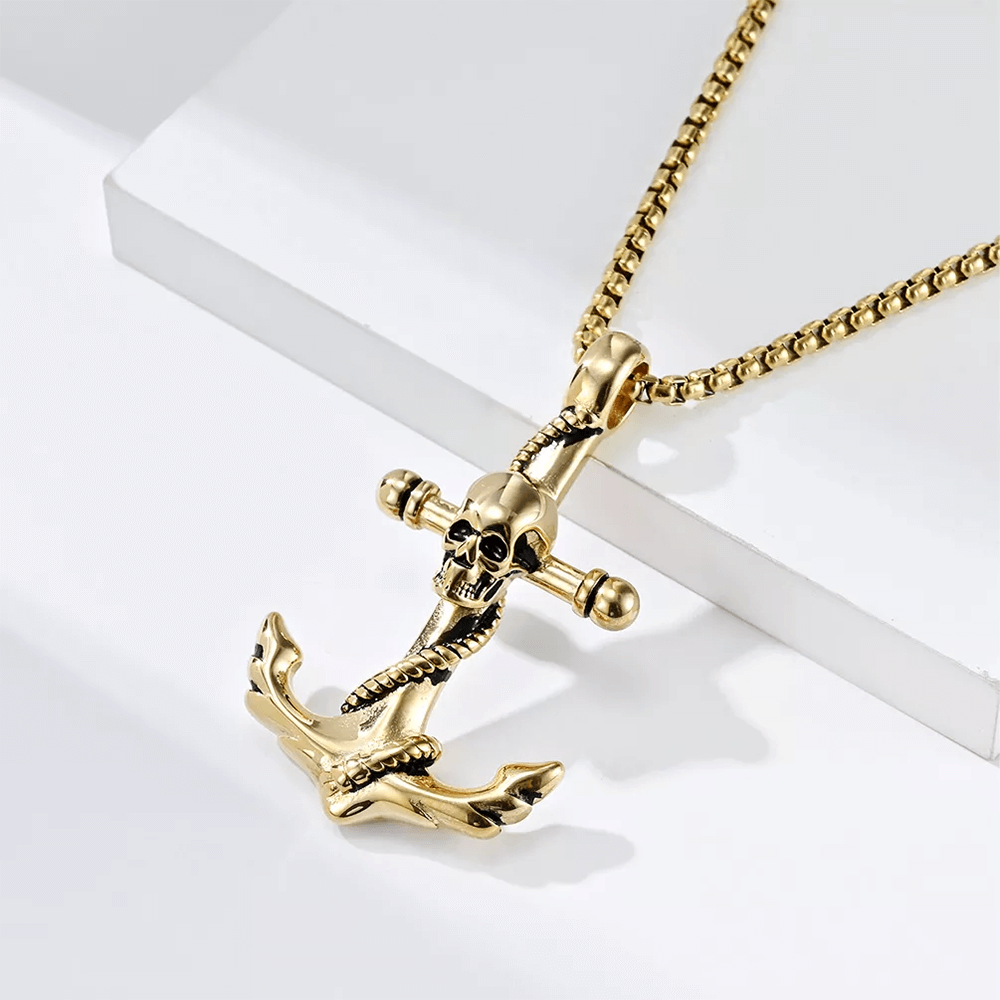 Skull & Anchor Pendant Necklace