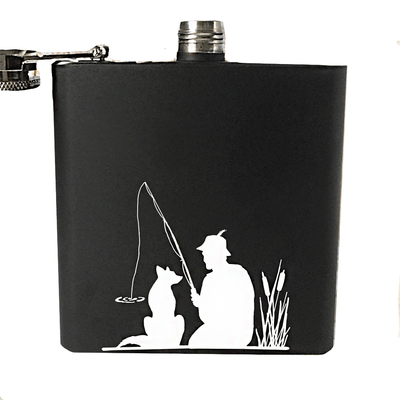 Matte Black Hip Flask ( Mans Best Fishing Friend)