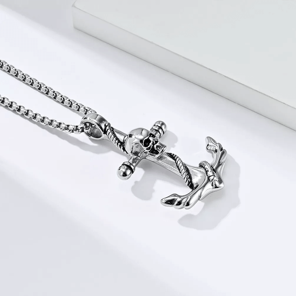 Skull & Anchor Pendant Necklace