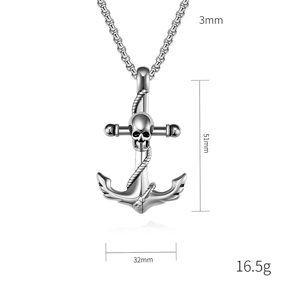 Skull & Anchor Pendant Necklace