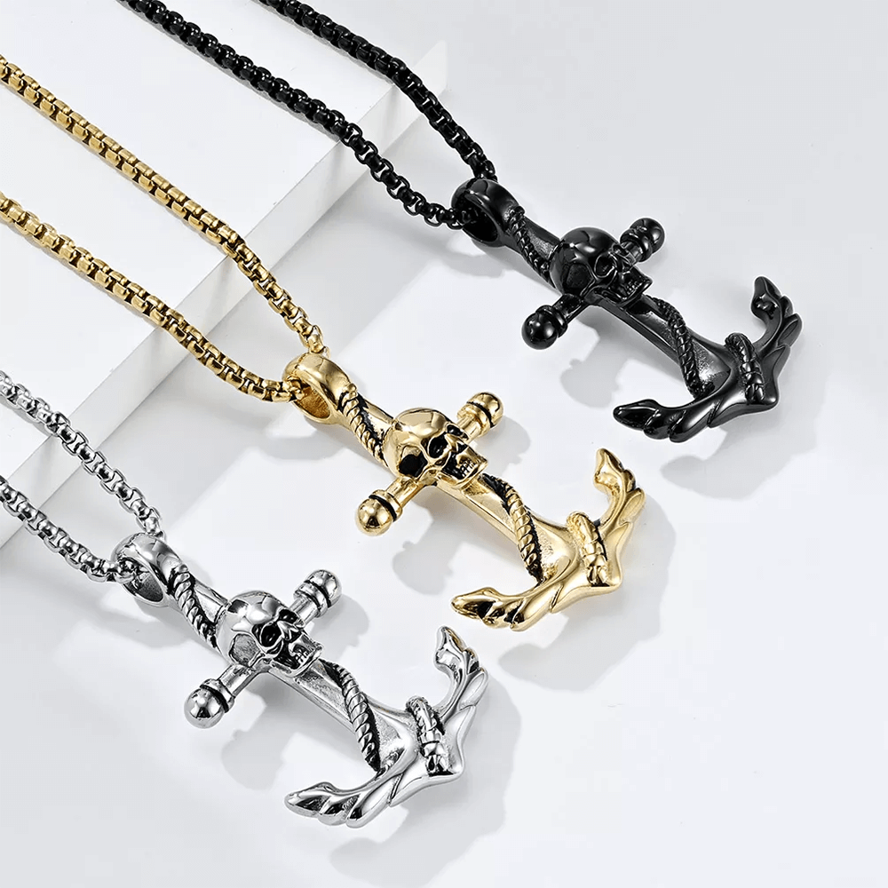 Skull & Anchor Pendant Necklace