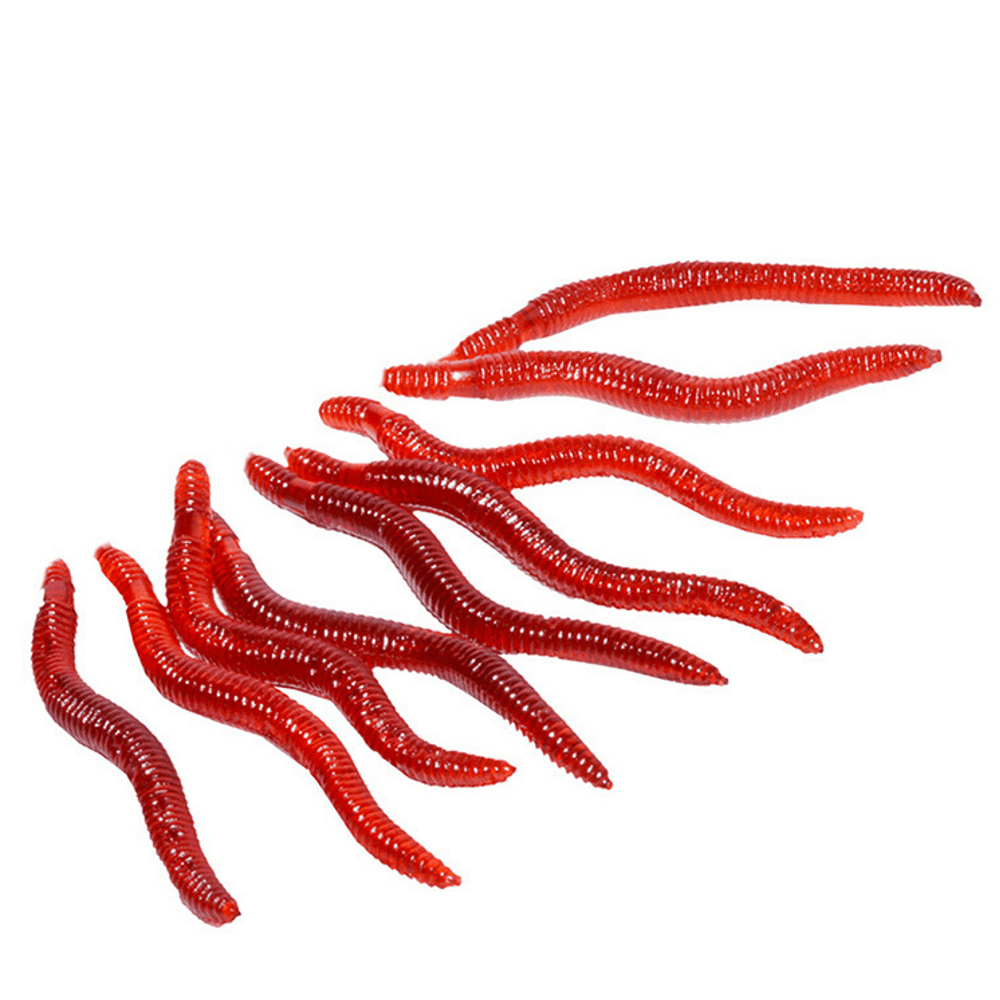 10pcs Simulation Earthworm Red Fishing Worms Artificial Fishing Worms Fishy  Smell Lures Soft Bait 18cm Fishing Tackle Funny Toys